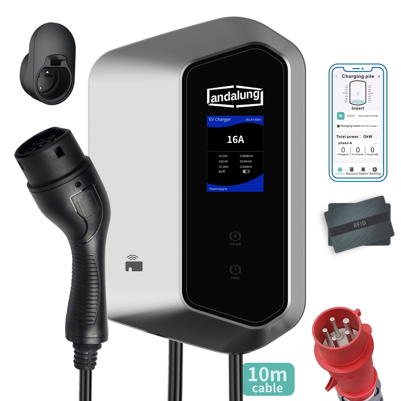 Wallbox Andalung – 7 kW / 11 kW – Wi-Fi e RFID