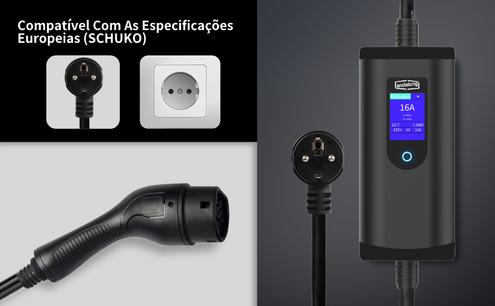 Andalung Carregador Portátil EV 3,7kW | App + Cabo 7m – Em uso | Carregadores EV – Portátil | miio Store
