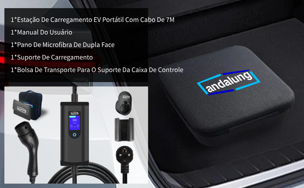 Andalung Portable EV Charger 7 kW | App + 7m Cable – Detail shot | EV Chargers – Portable | miio Store