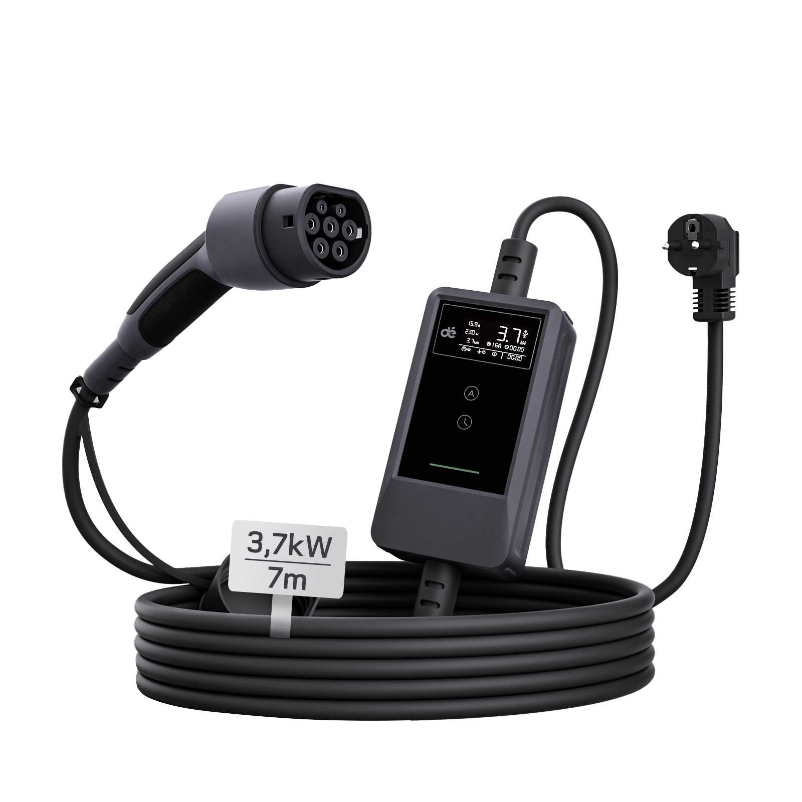 dé Carregador Portátil EV 3,7kW – Vista lateral | Carregadores EV – Portátil | miio Store