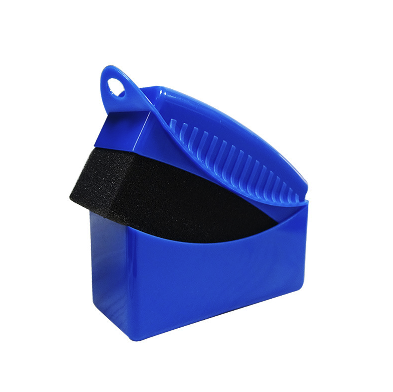Tire Dressing Applicator con Caja – Bloque aplicador cuadrado azul brillante con asa en la parte superior y almohadilla de espuma negra para aplicación uniforme | Herramienta Auto | miio Store