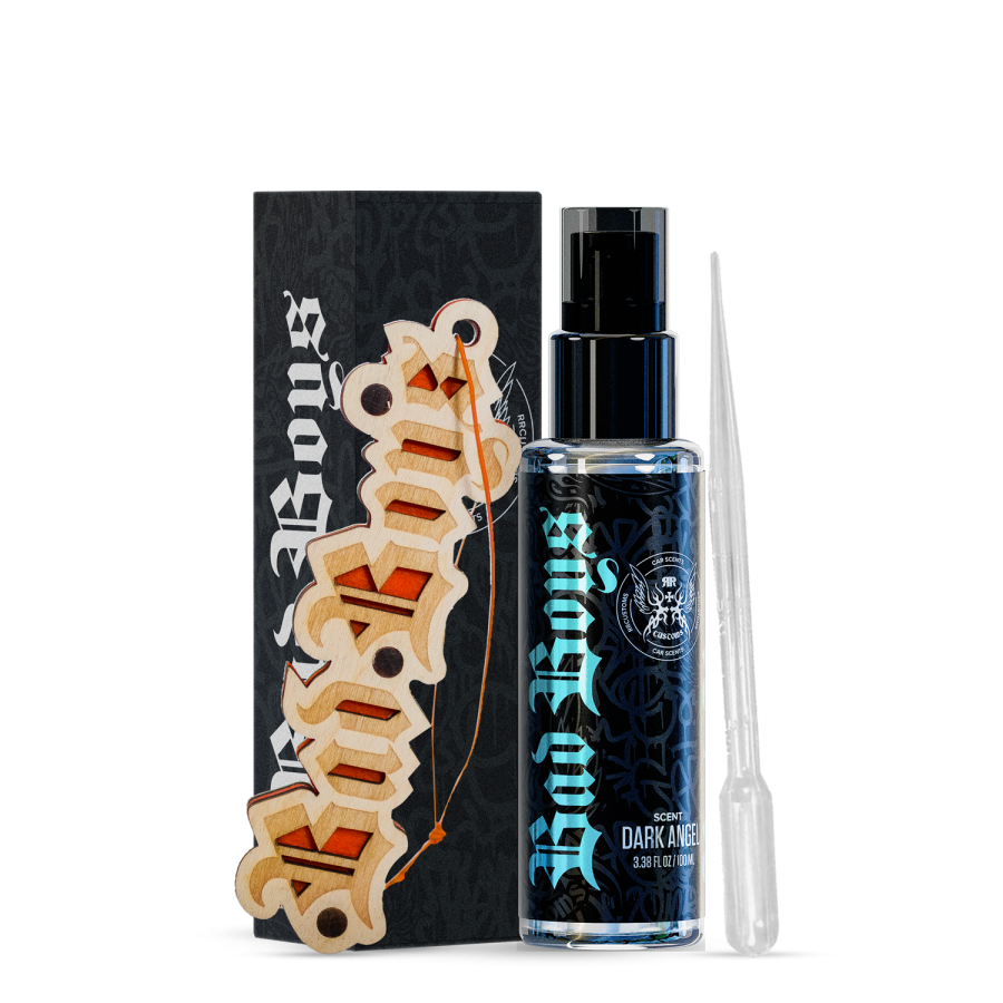 BadBoys Scents Spray Ambientador – Frasco de vidrio slim con acento azul y bomba, caja negra de la marca Bad Boys, variante 1 | Accesorios Auto | miio Store