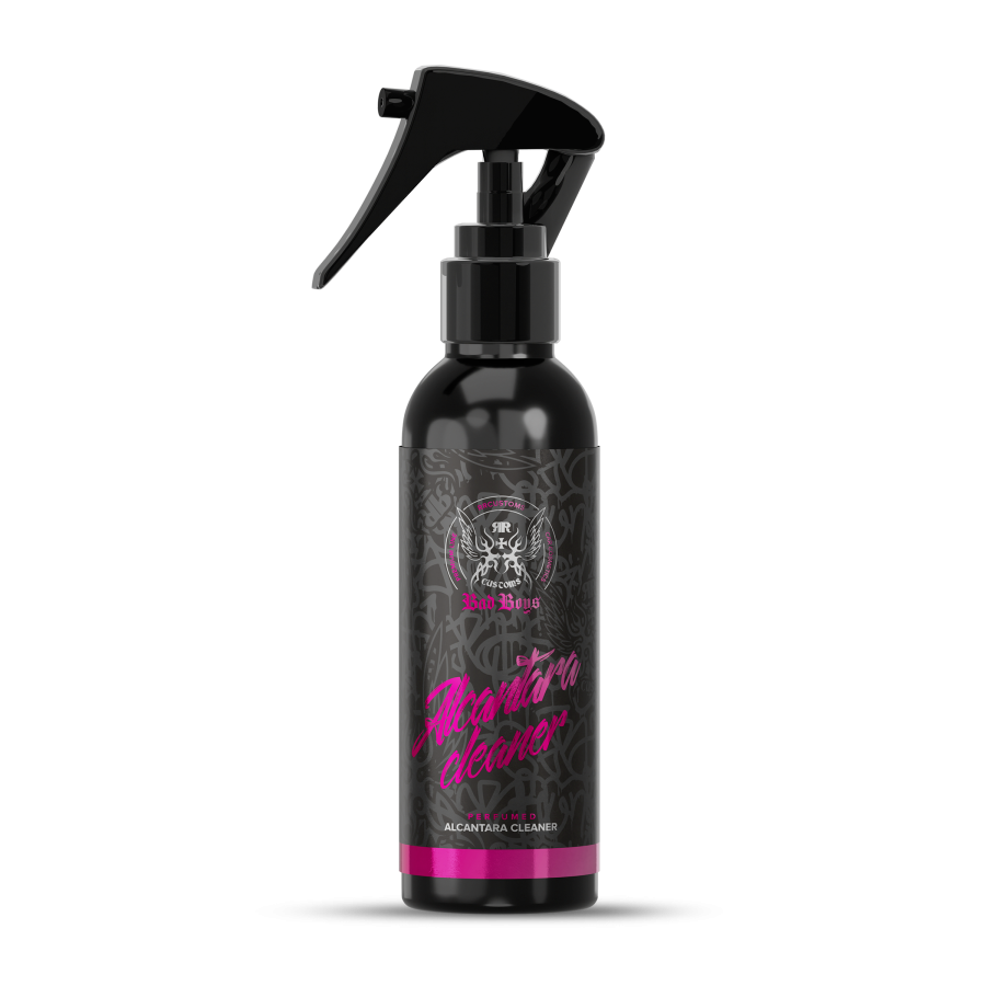 Alcantara Cleaner 150ml – Frasco spray preto compacto com rótulo rosa para tratamento de alcântara e camurça auto | Interior Auto | miio Store