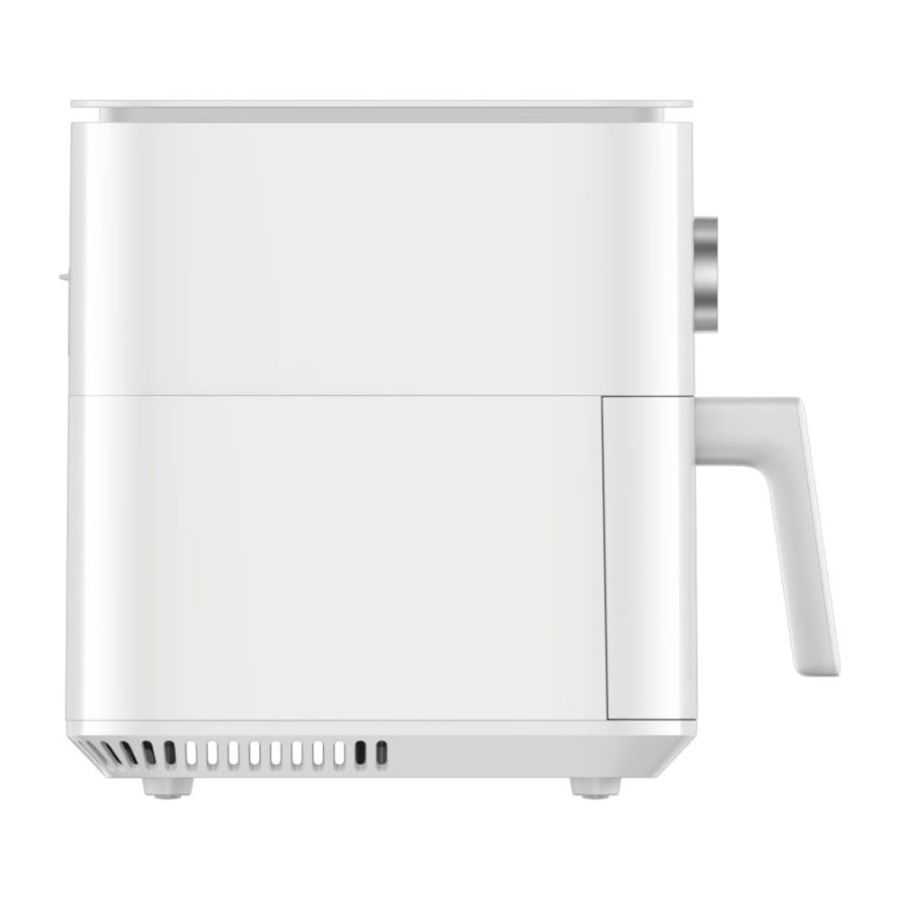 The white 6.5L, 1800W, oil-free fryer enhances your kitchen with healthy cooking.